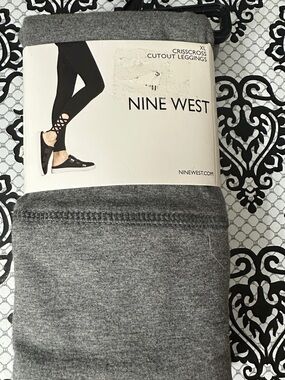 Nine West Gray Crisscross Cutout Leggings